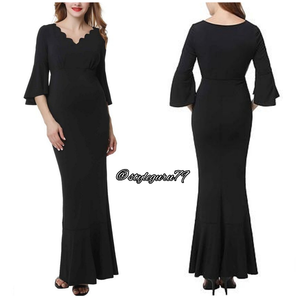 NWT, kimi + kai, Maisie Maternity Scalloped V-Neck Mermaid Maxi Dress